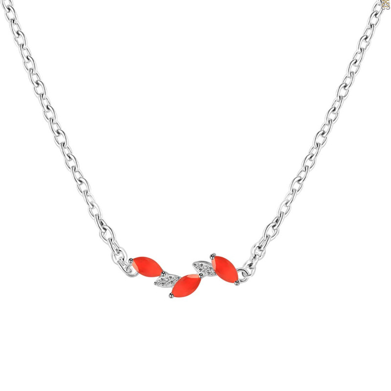 Red Onyx & White Topaz Necklace ROX-RDN-460.