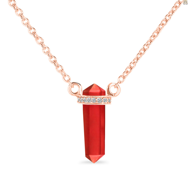 Red Onyx & White Topaz Pencil Necklace ROX-RN-84.