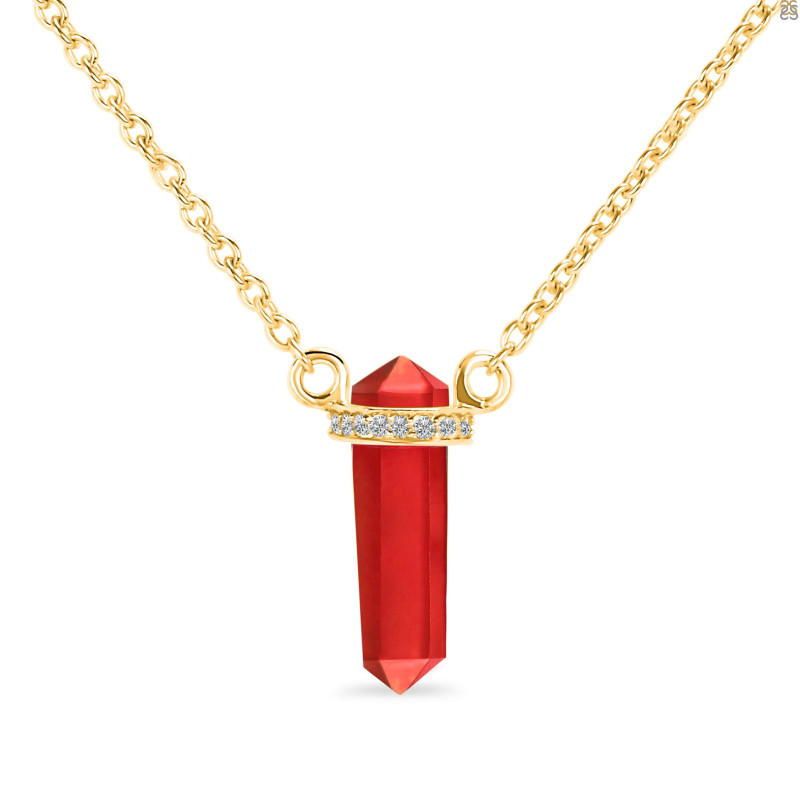 Red Onyx & White Topaz Pencil Necklace ROX-RN-84.