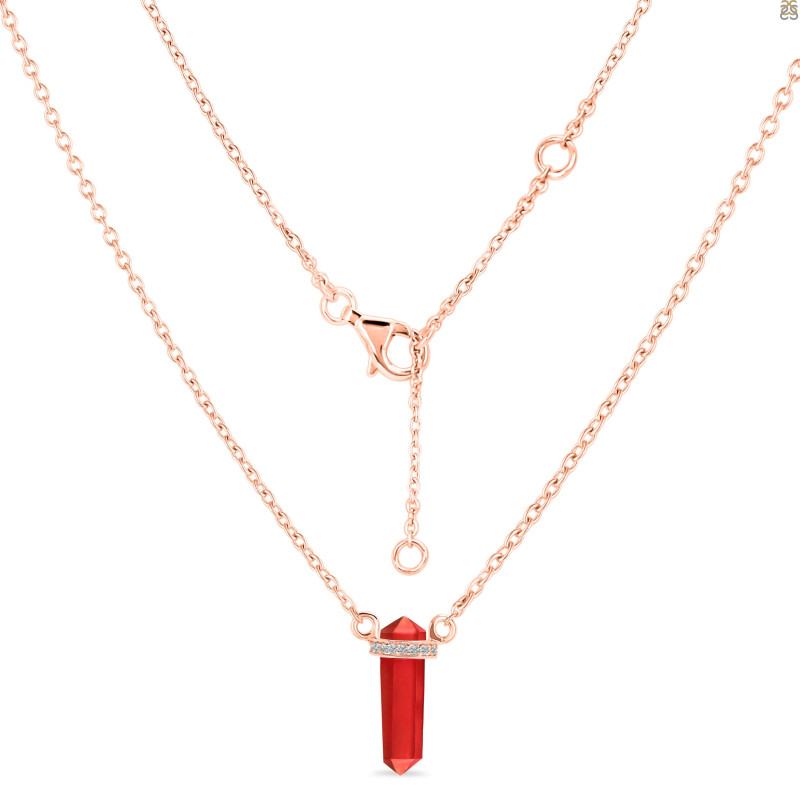Red Onyx & White Topaz Pencil Necklace ROX-RN-84.
