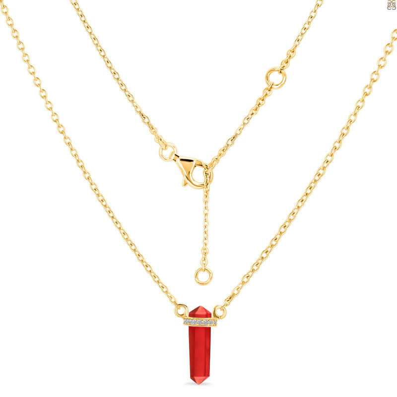 Red Onyx & White Topaz Pencil Necklace ROX-RN-84.