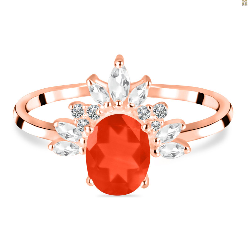Red Onyx & White Topaz Ring ROX-RR-405.