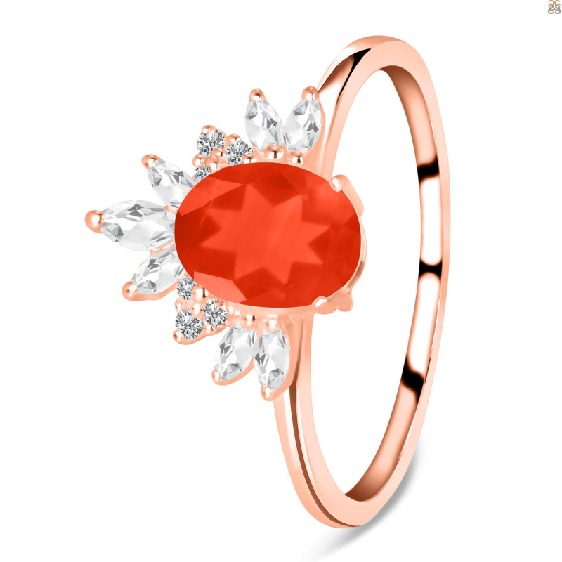 Red Onyx & White Topaz Ring ROX-RR-405.