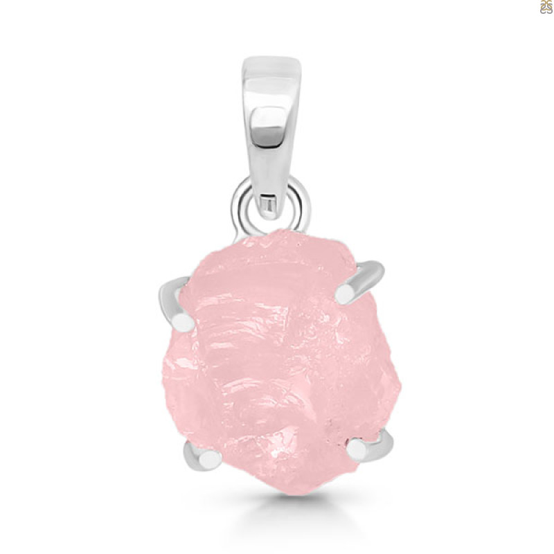 Rose Quartz Rough Pendant-SP RSQ-1-213