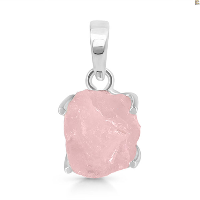 Rose Quartz Rough Pendant-SP RSQ-1-245