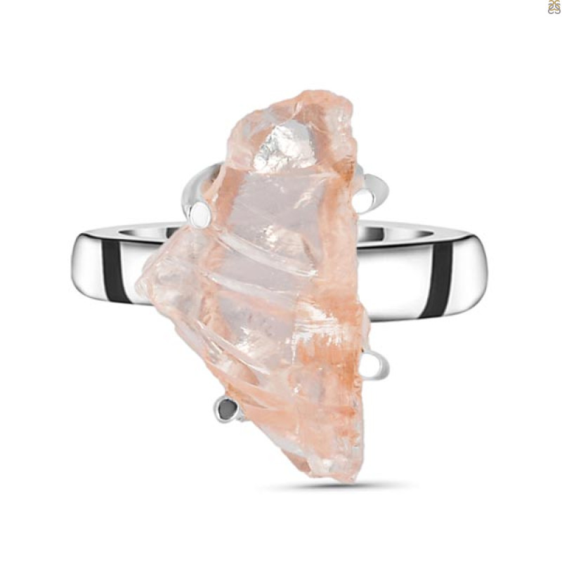 Rose Quartz Rough Ring-R-Size-7 RSQ-2-100