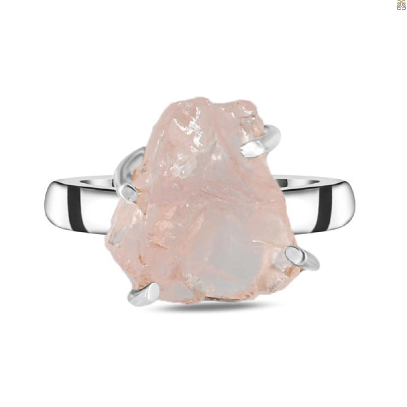Rose Quartz Rough Ring-R-Size-8 RSQ-2-106