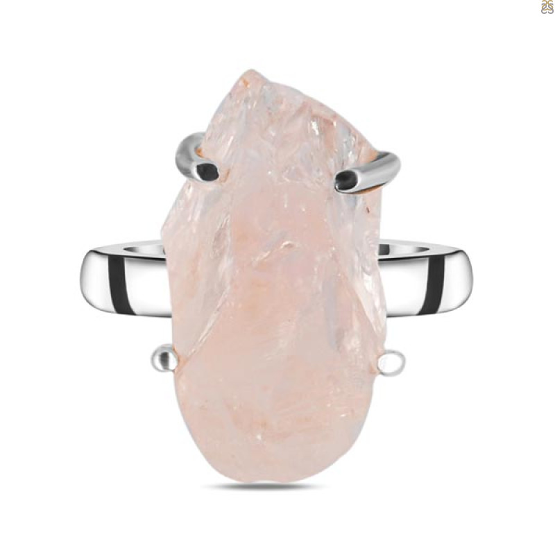 Rose Quartz Rough Ring-R-Size-6 RSQ-2-112