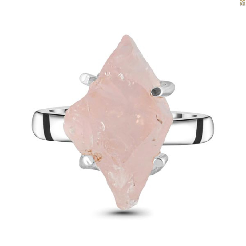 Rose Quartz Rough Ring-R-Size-6 RSQ-2-114