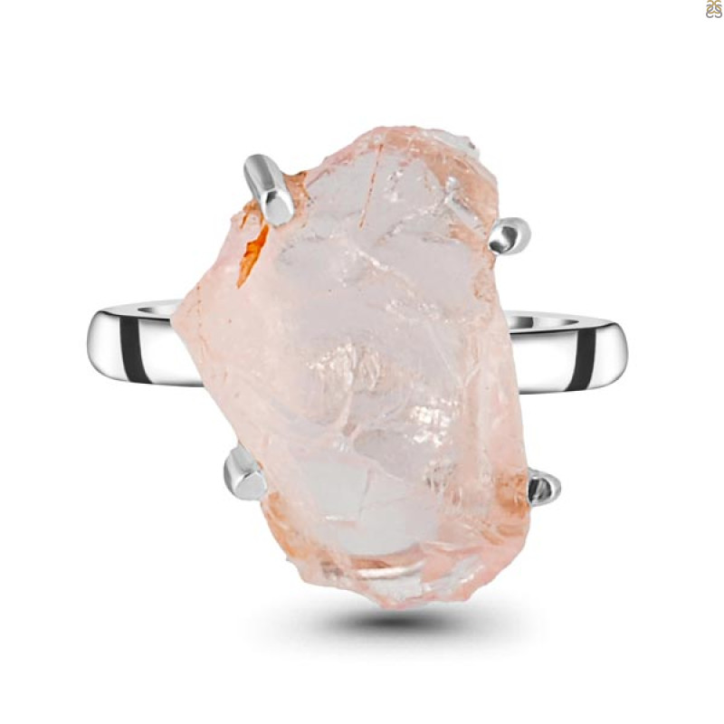 Rose Quartz Rough Ring-R-Size-6 RSQ-2-115