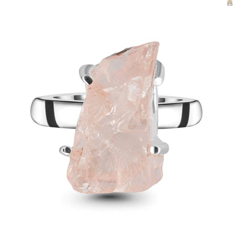 Rose Quartz Rough Ring-R-Size-7 RSQ-2-116