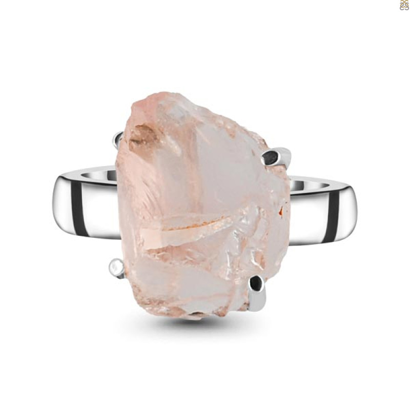Rose Quartz Rough Ring-R-Size-7 RSQ-2-117
