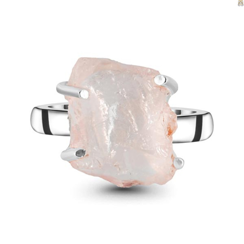 Rose Quartz Rough Ring-R-Size-8 RSQ-2-118