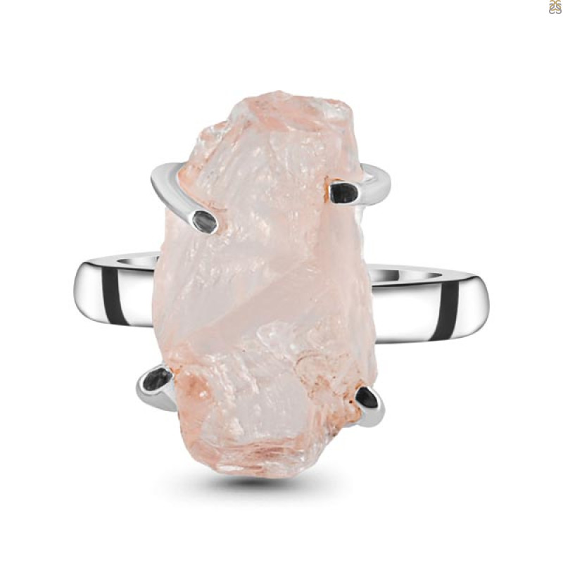 Rose Quartz Rough Ring-R-Size-6 RSQ-2-120