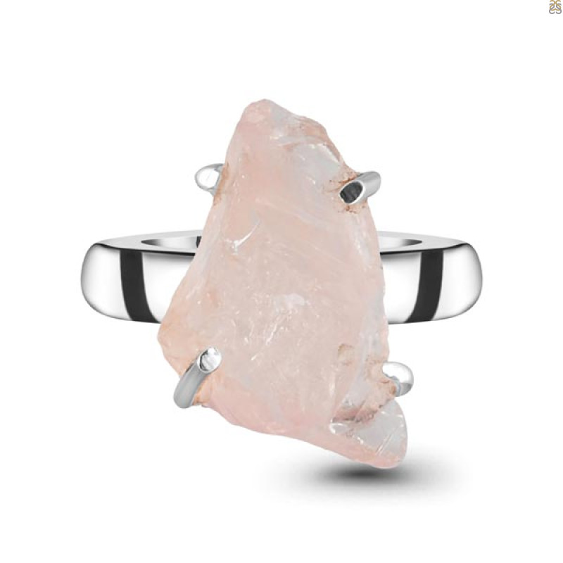 Rose Quartz Rough Ring-R-Size-8 RSQ-2-123