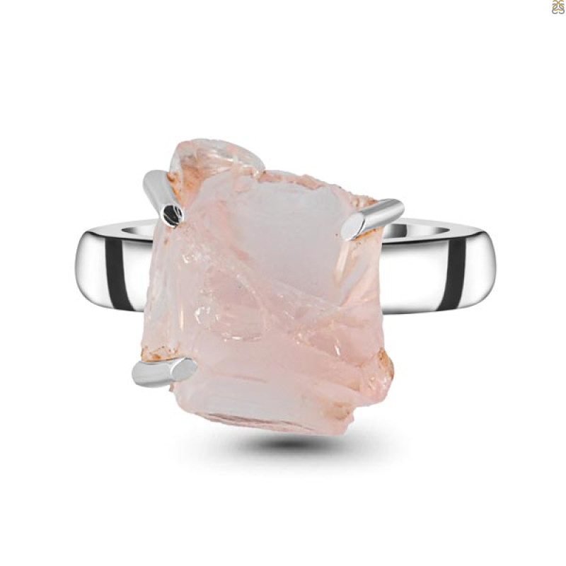 Rose Quartz Rough Ring-R-Size-8 RSQ-2-126