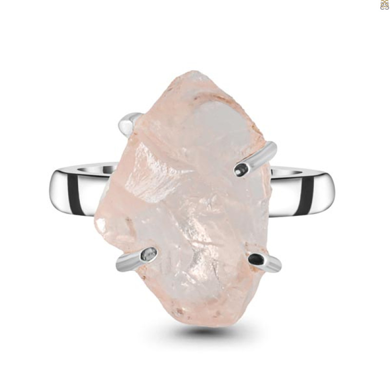 Rose Quartz Rough Ring-R-Size-8 RSQ-2-128