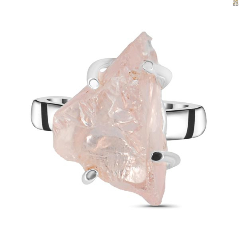 Rose Quartz Rough Ring-R-Size-6 RSQ-2-132