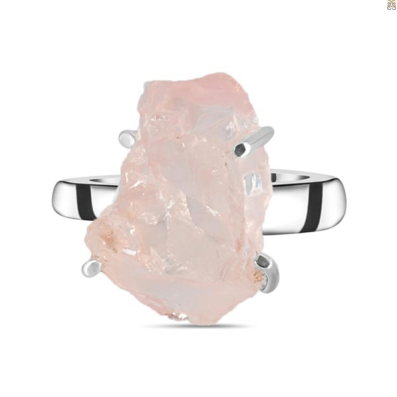 Rose Quartz Rough Ring-R-Size-7 RSQ-2-139