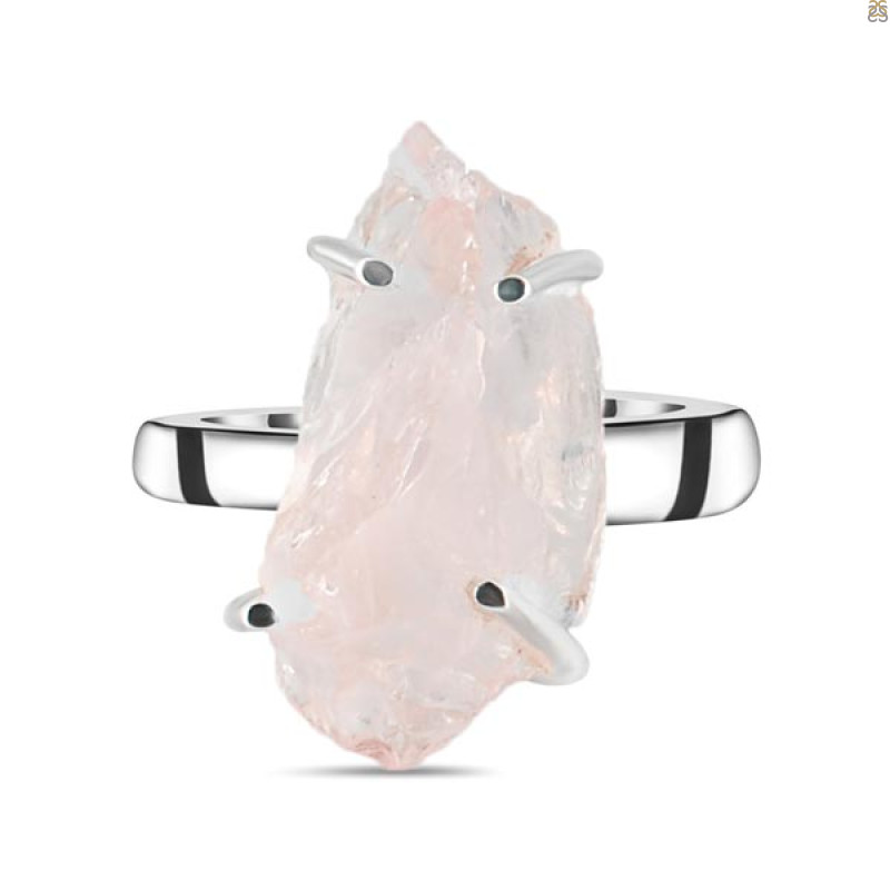 Rose Quartz Rough Ring-R-Size-8 RSQ-2-140
