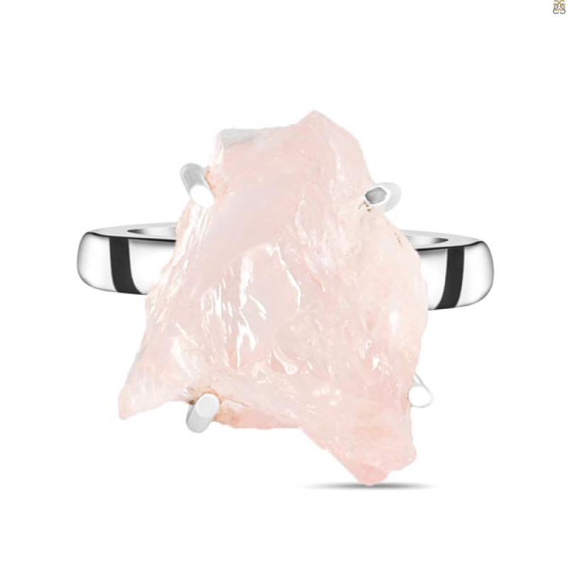 Rose Quartz Rough Ring-R-Size-8 RSQ-2-141