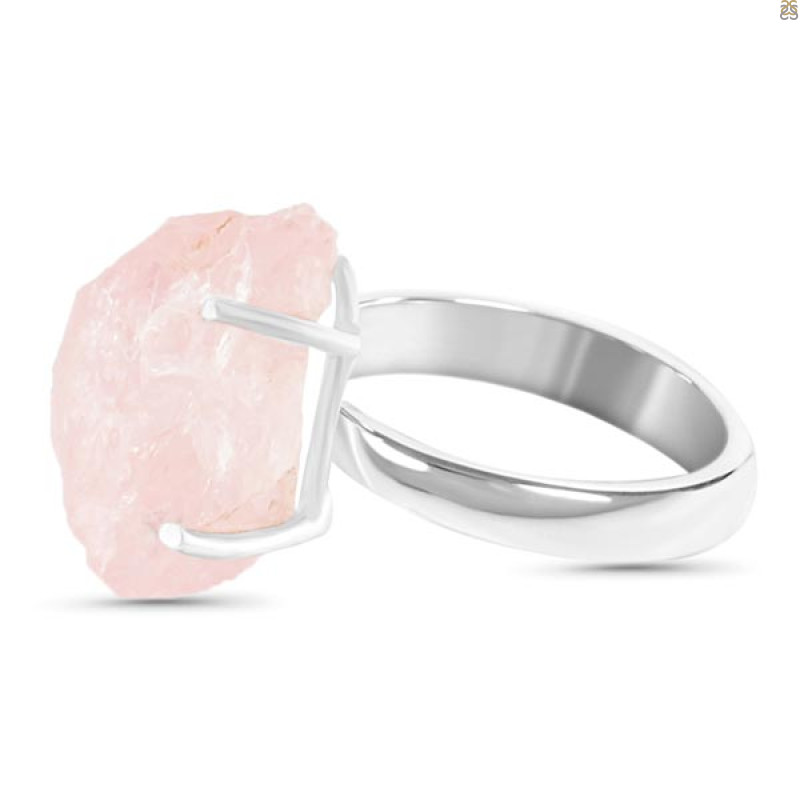 Rose Quartz Rough Ring-R-Size-8 RSQ-2-141