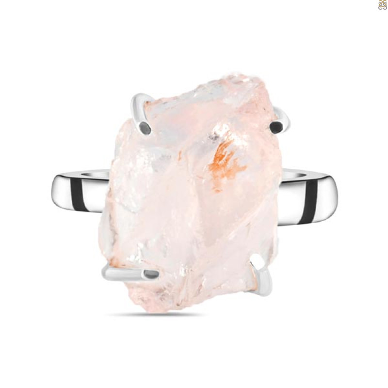 Rose Quartz Rough Ring-R-Size-10 RSQ-2-142