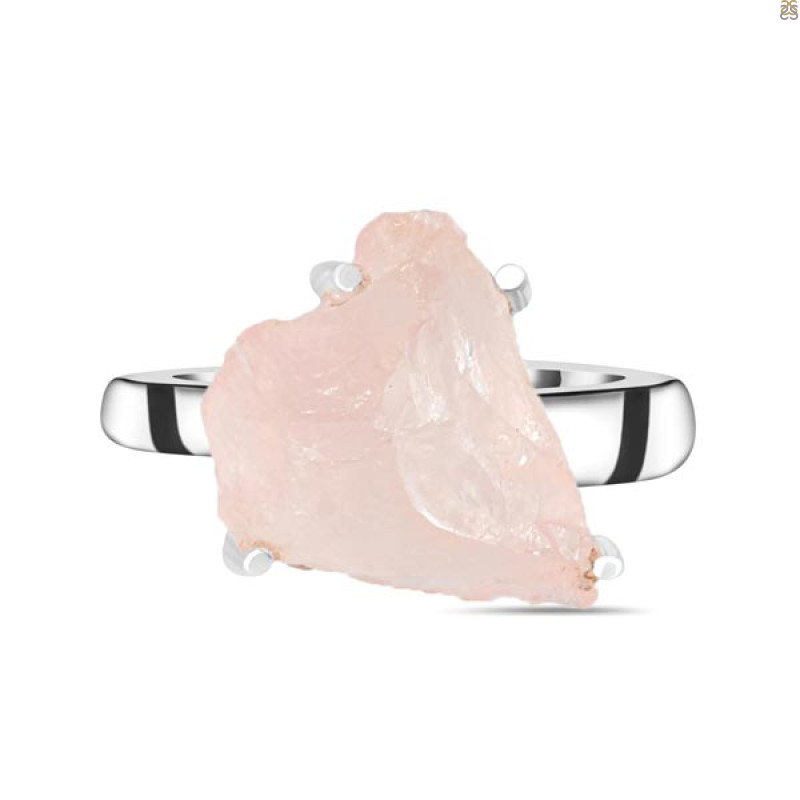 Rose Quartz Rough Ring-R-Size-10 RSQ-2-145