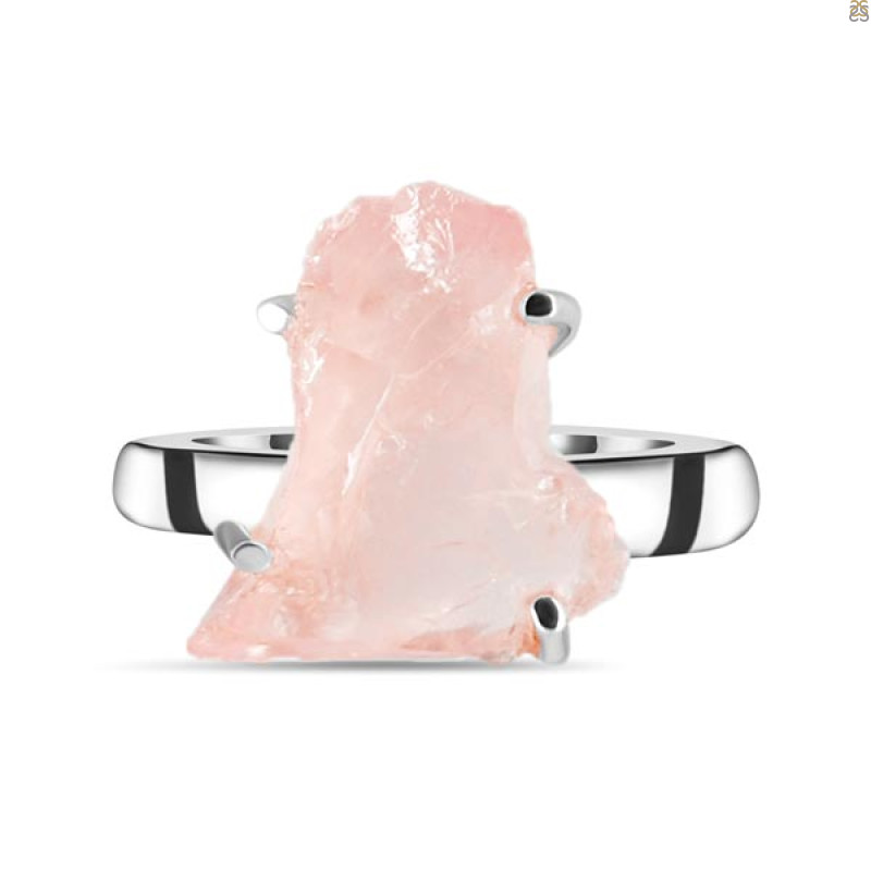 Rose Quartz Rough Ring-R-Size-8 RSQ-2-146