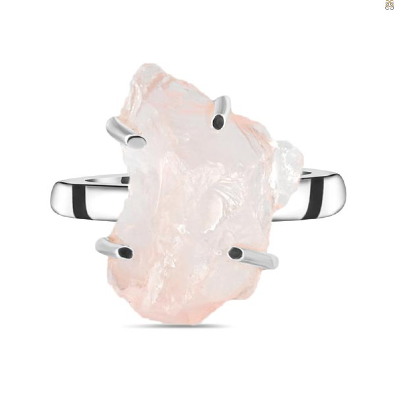 Rose Quartz Rough Ring-R-Size-9 RSQ-2-148