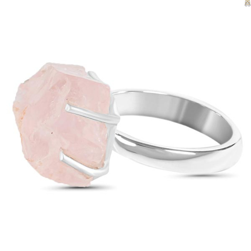 Rose Quartz Rough Ring-R-Size-10 RSQ-2-149