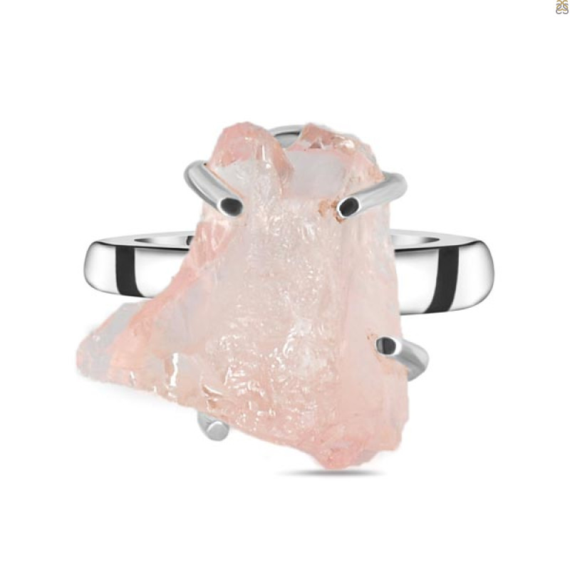 Rose Quartz Rough Ring-R-Size-9 RSQ-2-152