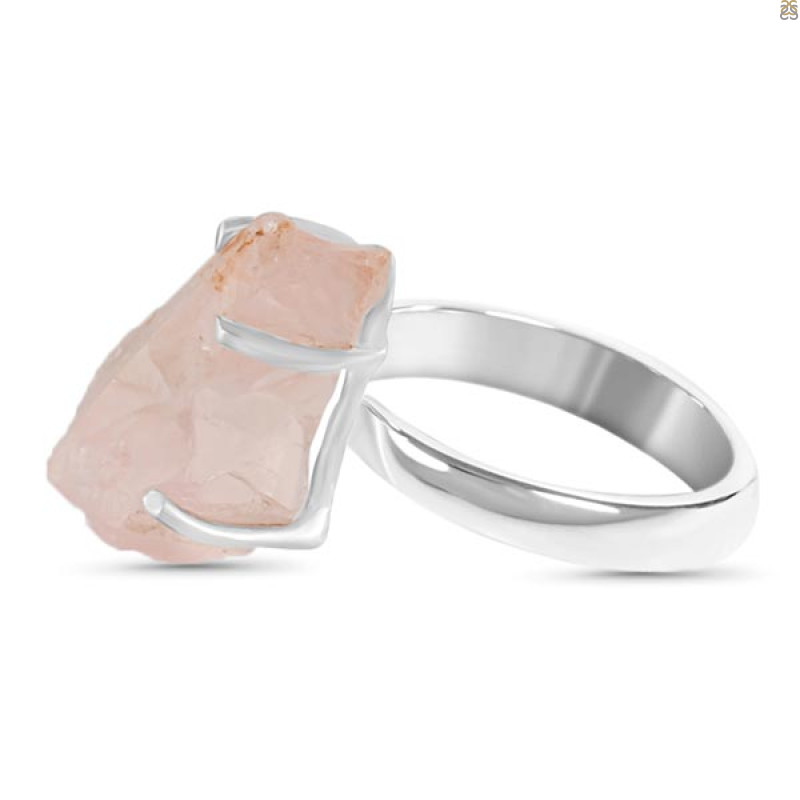 Rose Quartz Rough Ring-R-Size-8 RSQ-2-156
