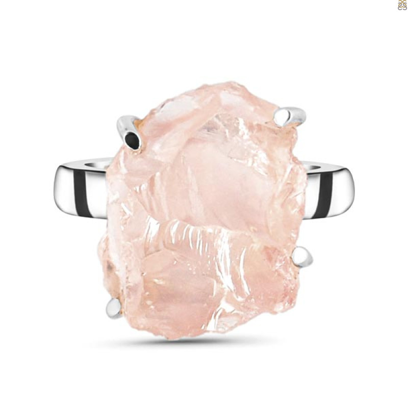 Rose Quartz Rough Ring-R-Size-7 RSQ-2-93