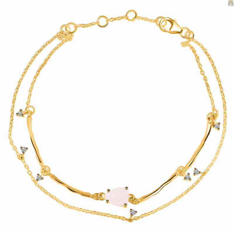 Rose Quartz  Raw Crystal & White Topaz Bracelet RSQ-RDB-168.