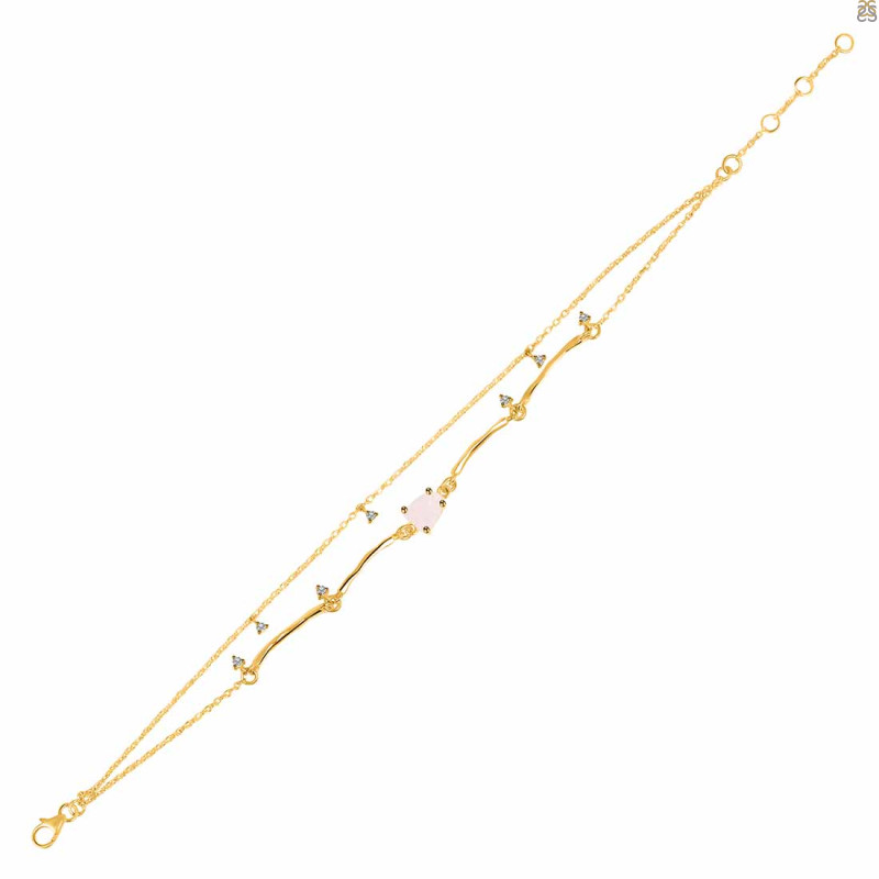Rose Quartz  Raw Crystal & White Topaz Bracelet RSQ-RDB-168.