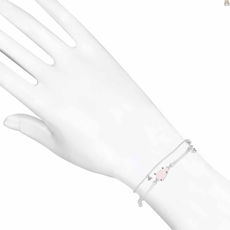 Rose Quartz  Raw Crystal & White Topaz Bracelet RSQ-RDB-168.