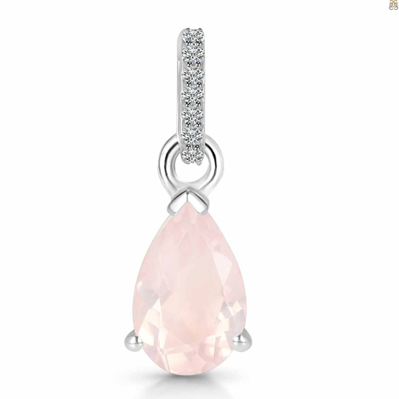 Rose Quartz & White Topaz Pendant RSQ-RDP-757-CZ.