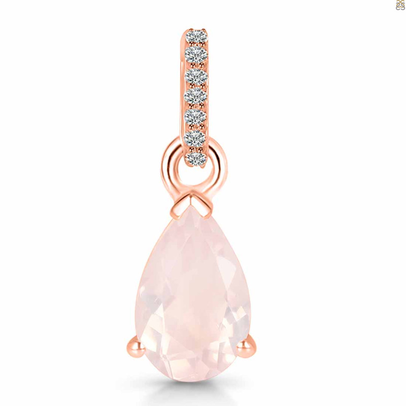 Rose Quartz & White Topaz Pendant RSQ-RDP-757-CZ.