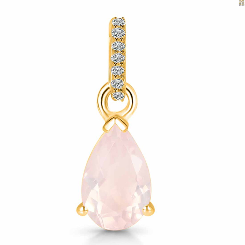 Rose Quartz & White Topaz Pendant RSQ-RDP-757-CZ.