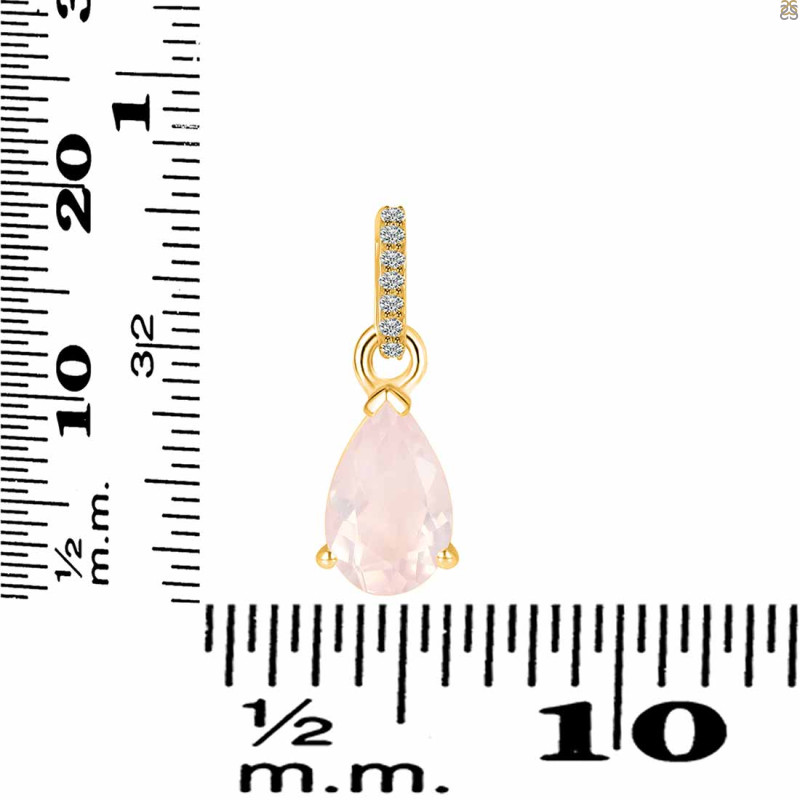 Rose Quartz & White Topaz Pendant RSQ-RDP-757-CZ.
