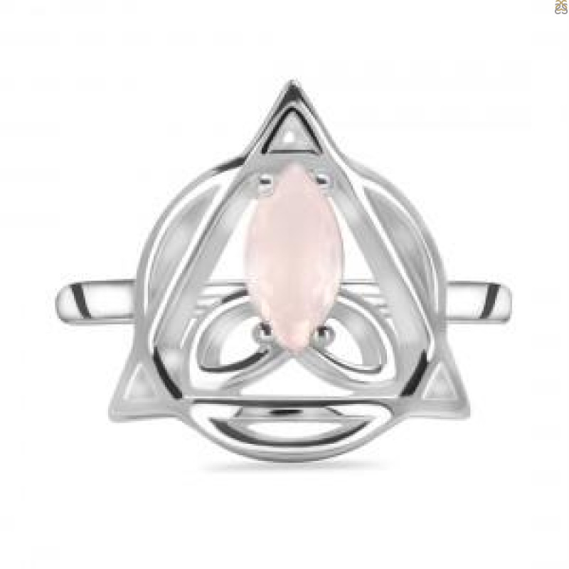 Rose Quartz Triquetra Ring RSQ-RDR-2166.