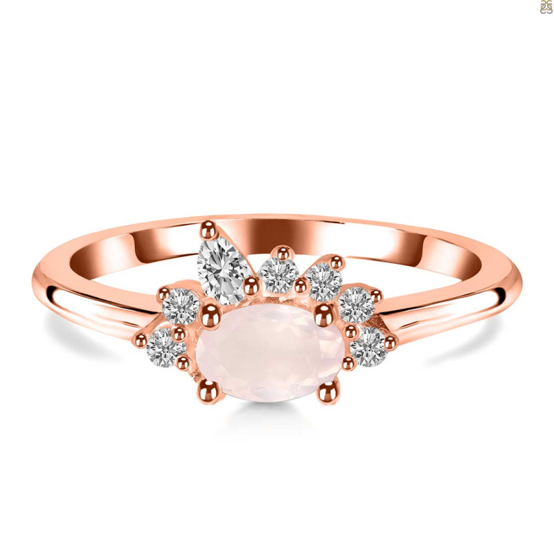 Rose Quartz & White Topaz Ring RSQ-RDR-2418.