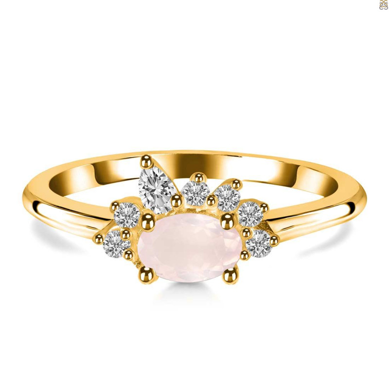 Rose Quartz & White Topaz Ring RSQ-RDR-2418.