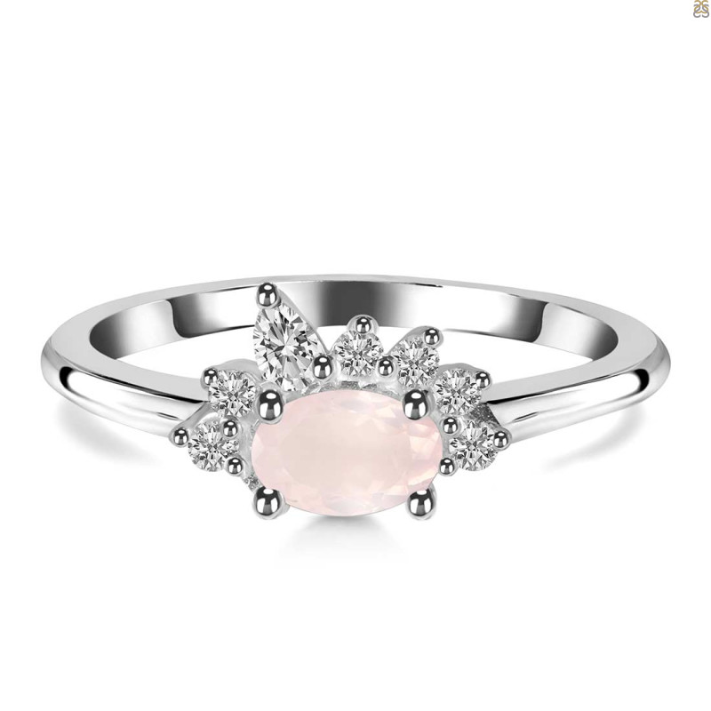 Rose Quartz & White Topaz Ring RSQ-RDR-2418.