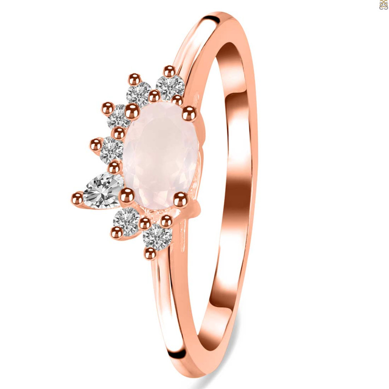 Rose Quartz & White Topaz Ring RSQ-RDR-2418.