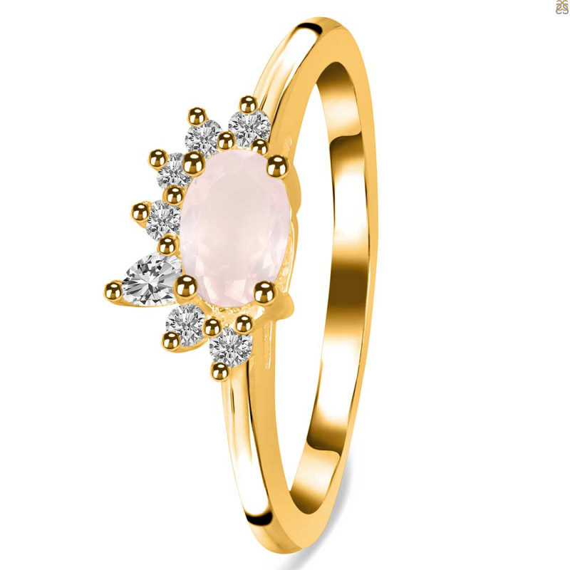 Rose Quartz & White Topaz Ring RSQ-RDR-2418.