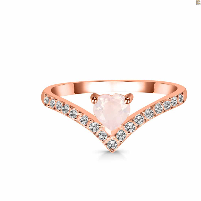 Rose Quartz & White Topaz Ring RSQ-RDR-2749.