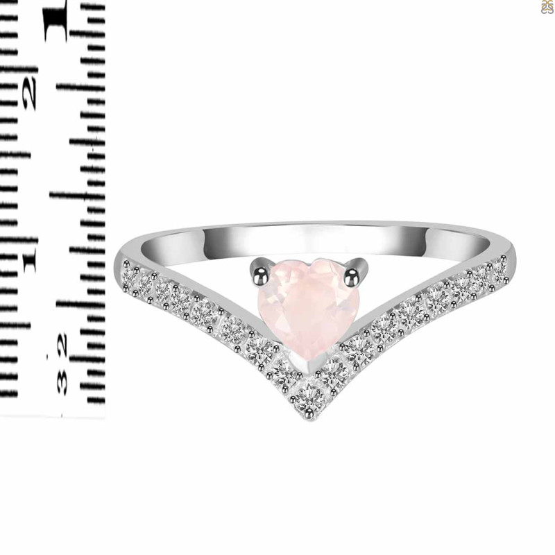 Rose Quartz & White Topaz Ring RSQ-RDR-2749.