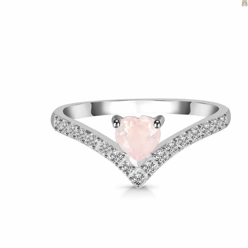 Rose Quartz & White Topaz Ring RSQ-RDR-2749.